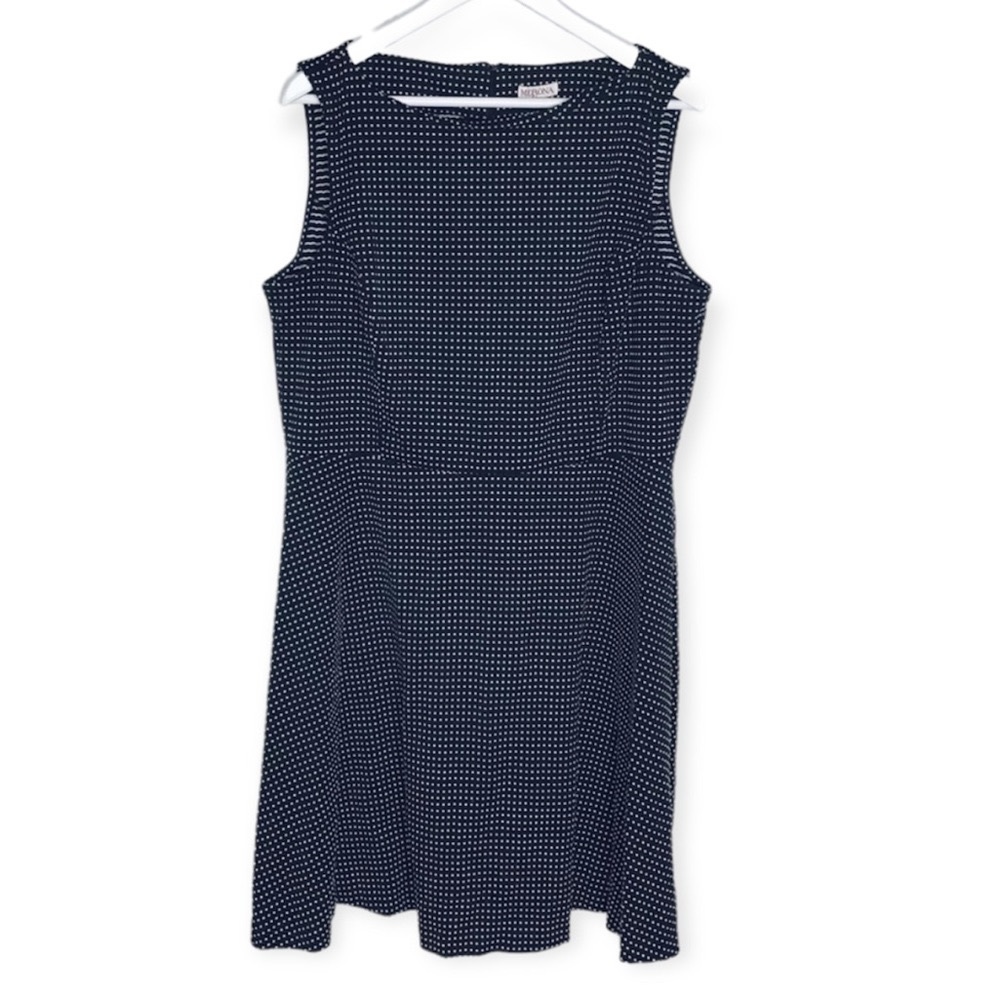 Merona Plus size black and white poly blend polka dot sleeveless dress size XXL